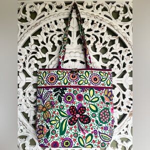 Floral Vera Bradley Viva la Vera tote bag tortoise toggle excellent codition